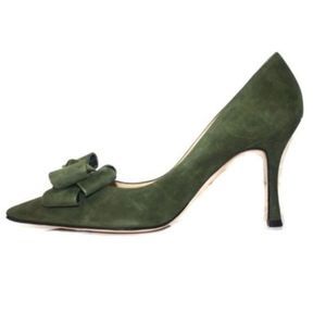 MANOLO BLAHNIK FOREST GREEN SUEDE PUMPS SIZE 9.5